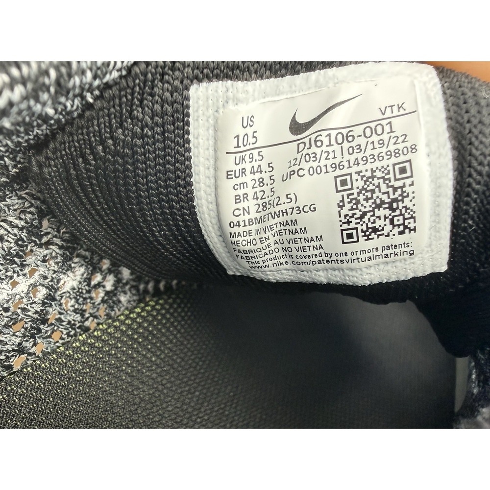 Nike Air Max Flyknit Racer Mens 10.5 Oreo Black White Running Shoes DJ6106-001 - Picture 8 of 10